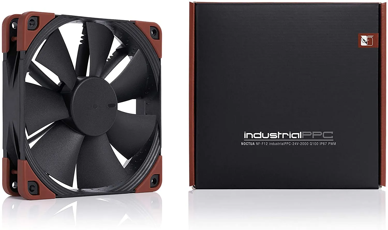 Noctua NF-F12 iPPC-24V-2000 Q100 IP67 PWM, Heavy Duty Cooling Fan, 4-Pin, 2000 RPM, 24V Version (120mm, Black)