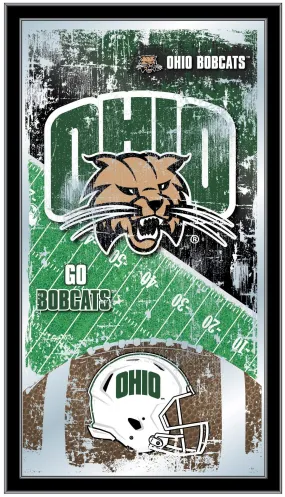 Ohio Bobcats HBS Green Football Framed Hanging Glass Wall Mirror (26"x15")