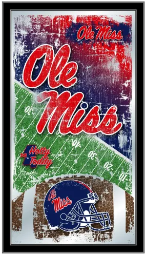 Ole Miss Rebels HBS Blue Football Framed Hanging Glass Wall Mirror (26"x15")