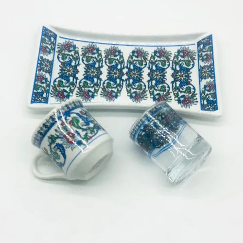 One Person Turkish Coffee Set "Blue Clove"