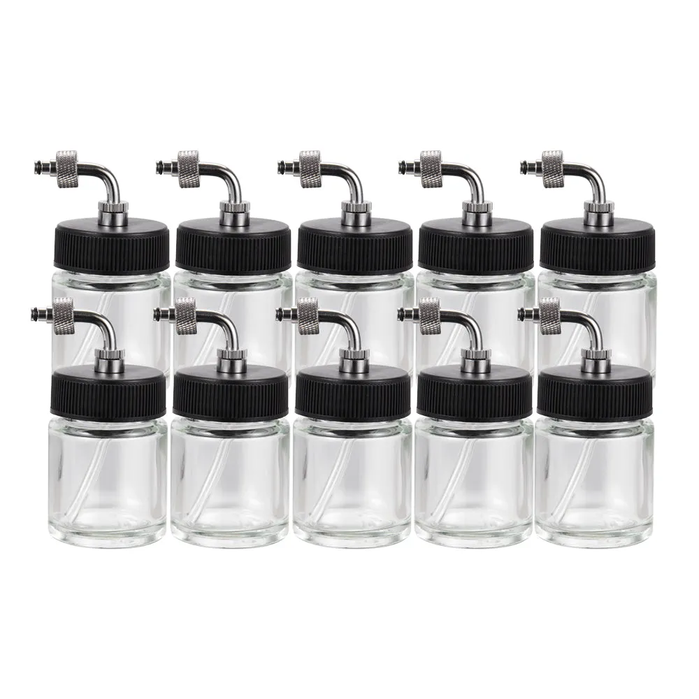 OPHIR Airbrush Glass Pot Professional Ink Cup Model Refillable Bottles for Dual Action Airbrush