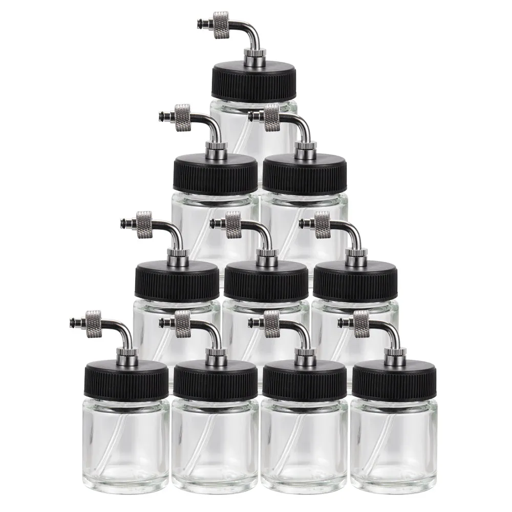 OPHIR Airbrush Glass Pot Professional Ink Cup Model Refillable Bottles for Dual Action Airbrush