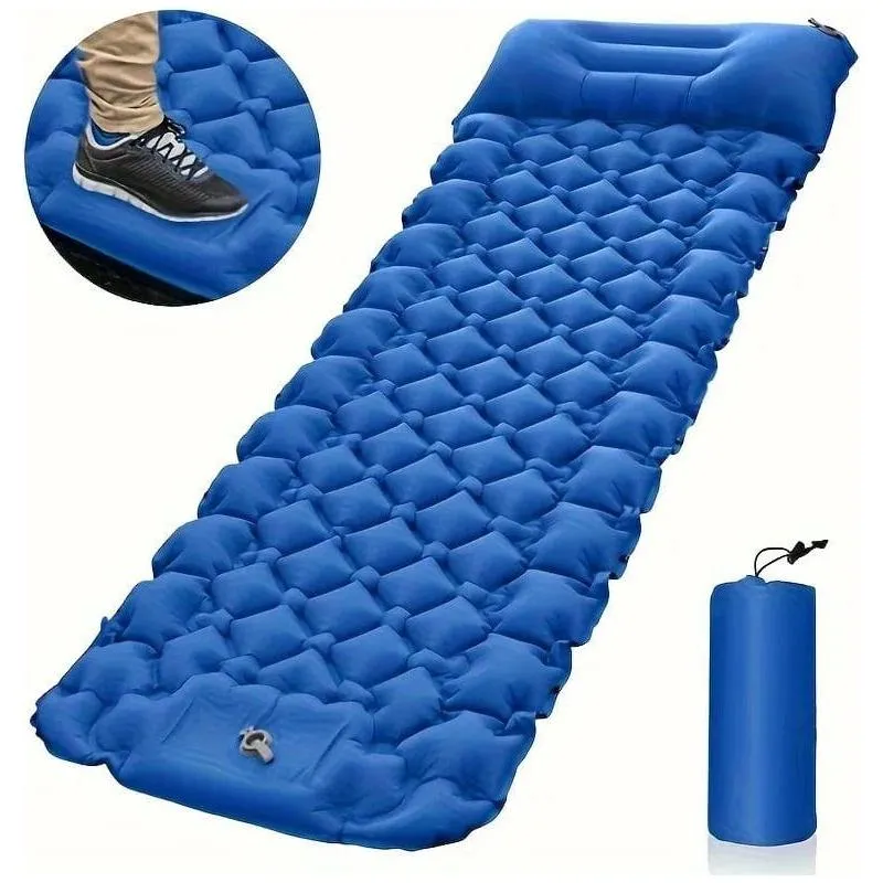 Outdoor Sleeping Pad Camping Inflatable Mattress Built-In Pump Ultralight Air Cushion Travel Mat with Headrest for Travel Hiking