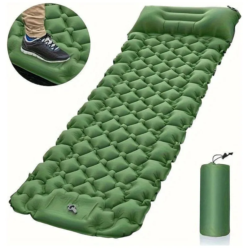 Outdoor Sleeping Pad Camping Inflatable Mattress Built-In Pump Ultralight Air Cushion Travel Mat with Headrest for Travel Hiking