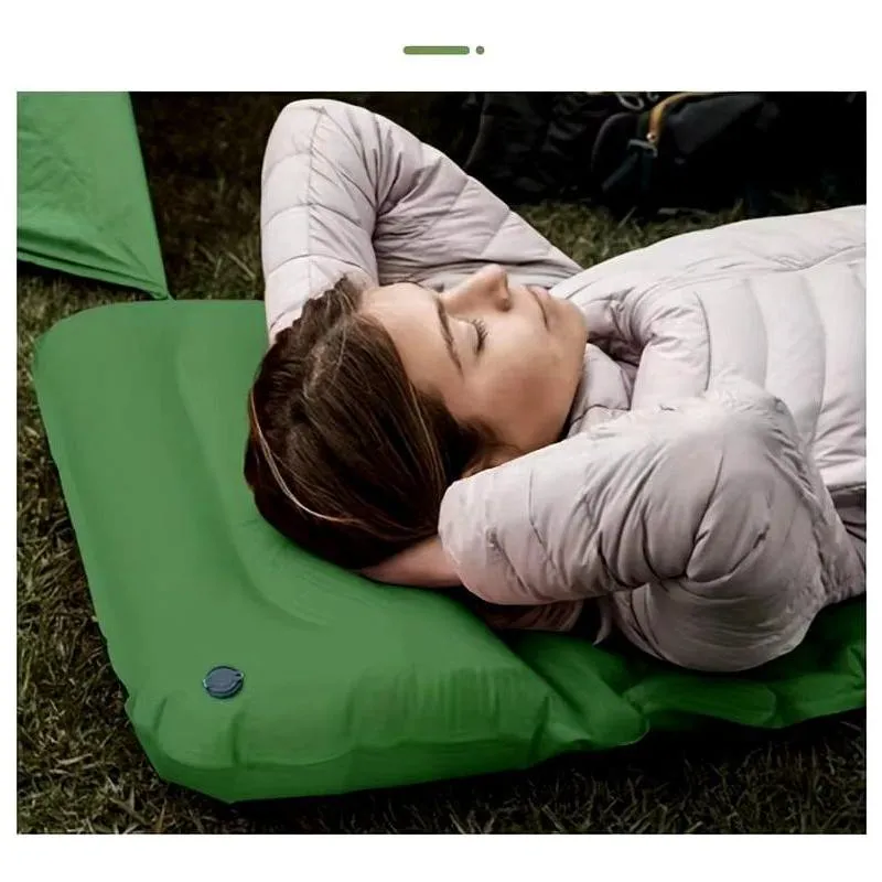 Outdoor Sleeping Pad Camping Inflatable Mattress Built-In Pump Ultralight Air Cushion Travel Mat with Headrest for Travel Hiking