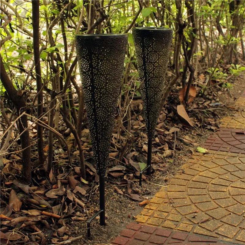 Outdoor Solar Wrought Iron Hollow Metal Ground Plug Lamp