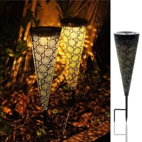 Outdoor Solar Wrought Iron Hollow Metal Ground Plug Lamp