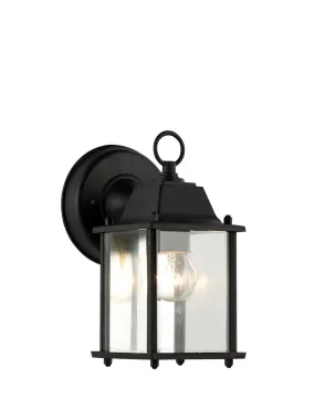 Patrician 1-Light Wall Lantern in Black with Clear Beveled Glass