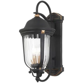 Peale Street 28 in. 4 Lights Outdoor Wall Lantern Black & Gold Finish