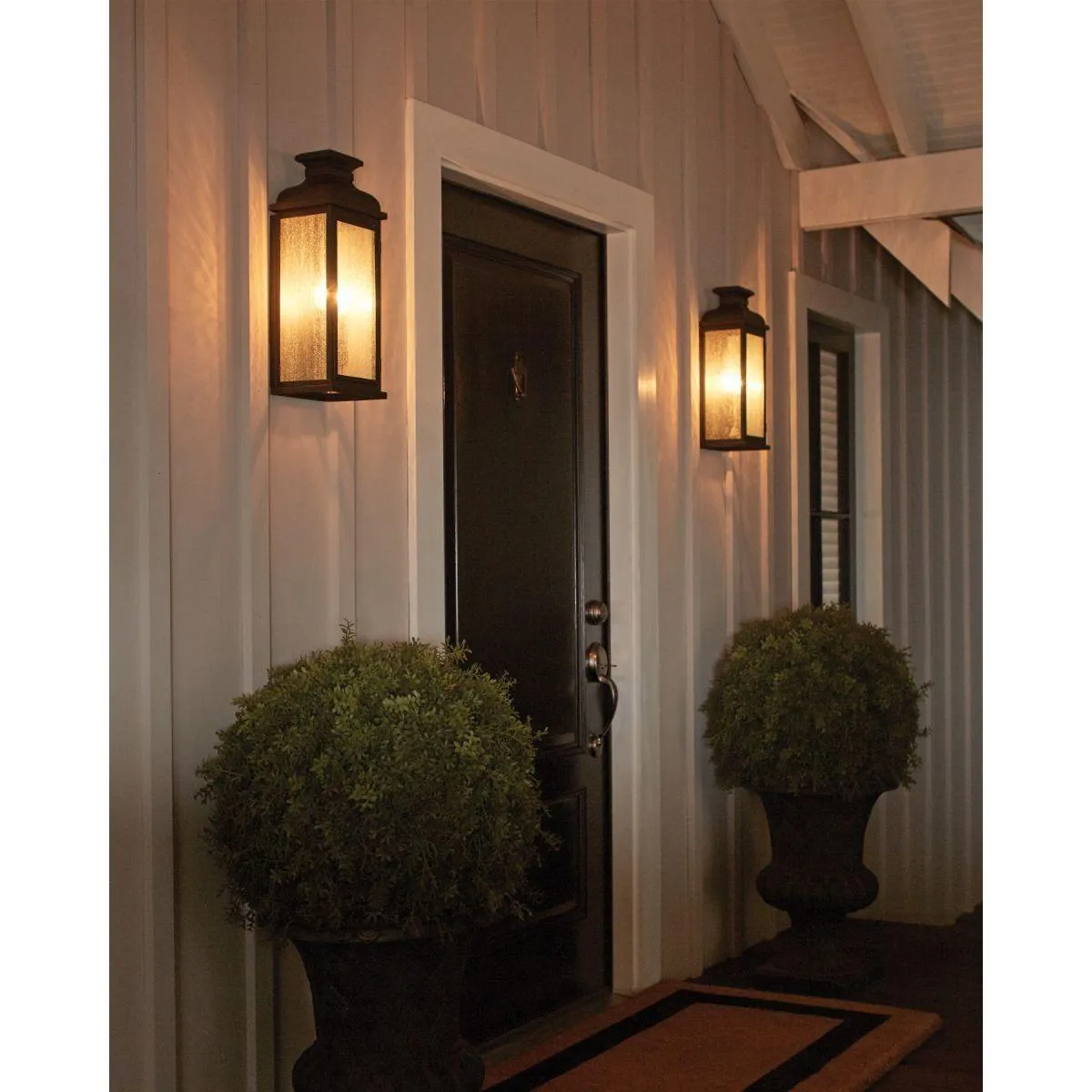 Pediment 24 In. 3 Lights Outdoor Wall Sconce Black Finish