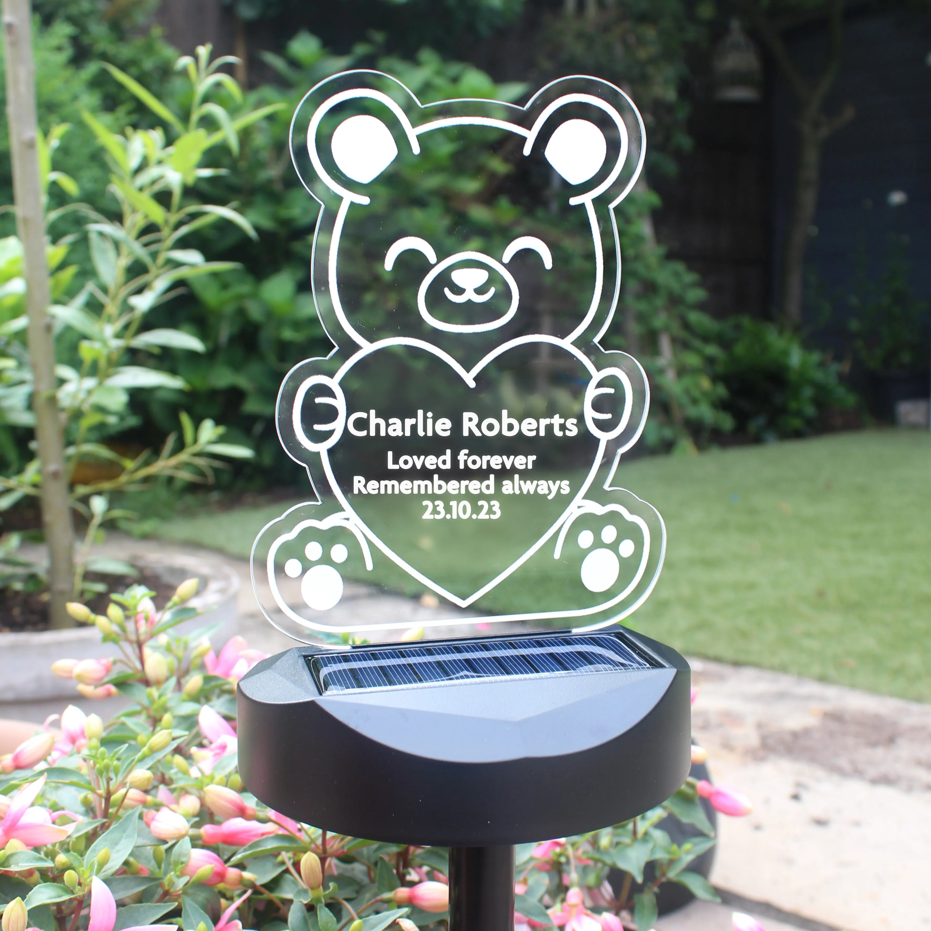 Personalised Bear Memorial Outdoor Solar Light