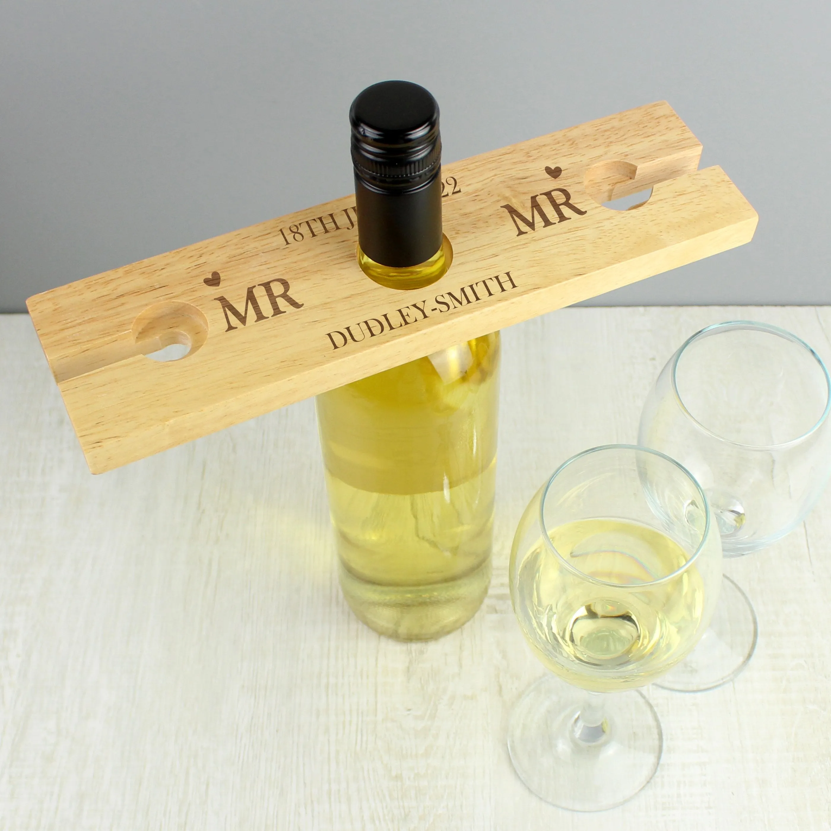 Personalised Married Couple Wine Glass & Bottle Holder