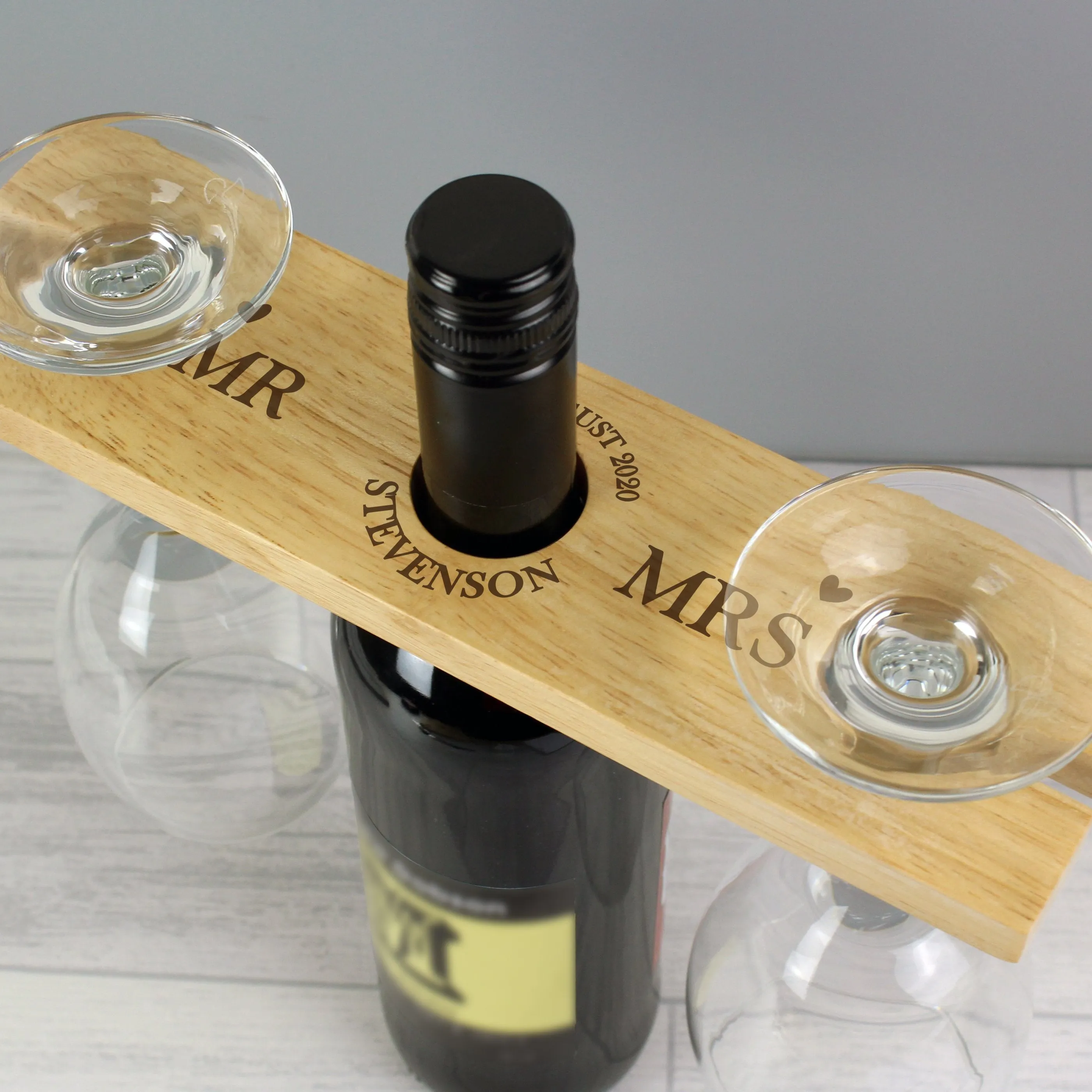 Personalised Married Couple Wine Glass & Bottle Holder