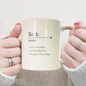 Personalised Name Meaning Mug with Pink Handle 13635