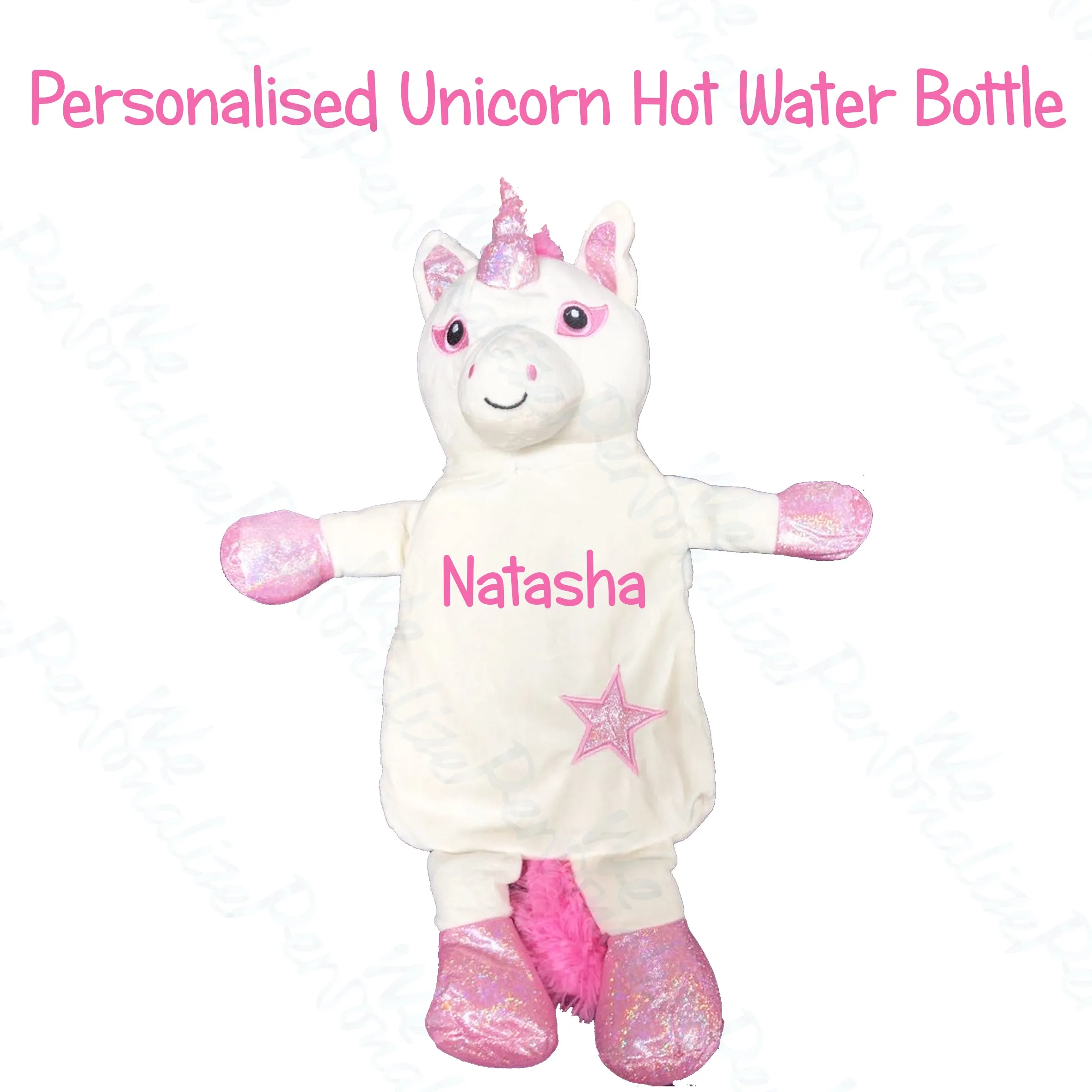 Personalised Unicorn Hot Water Bottle Novelty Design 1 (L)