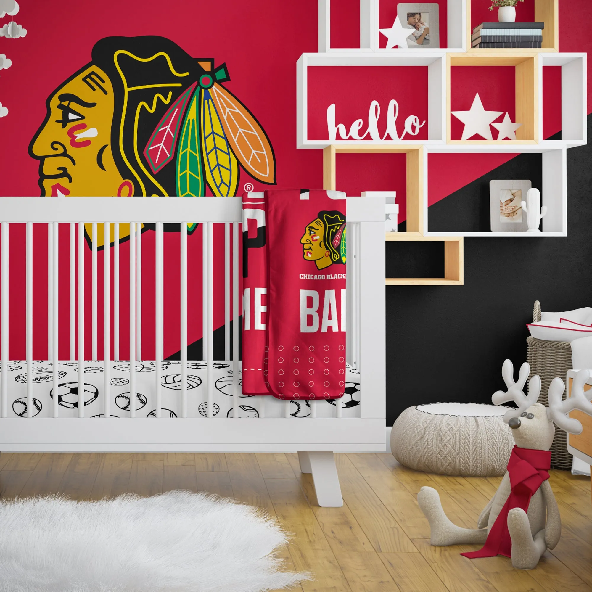 Personalized Chicago Blackhawks MVP Baby Pixel Fleece Blanket