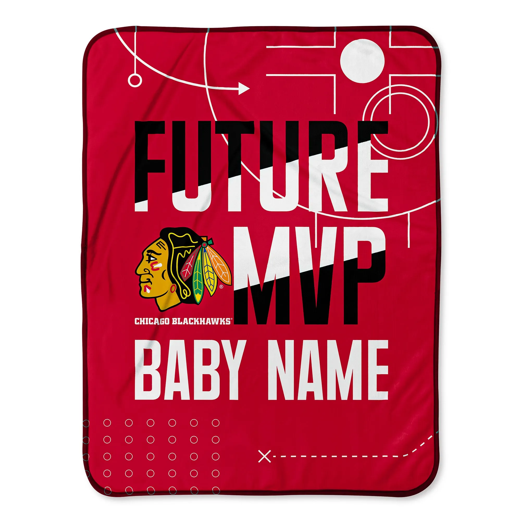 Personalized Chicago Blackhawks MVP Baby Pixel Fleece Blanket