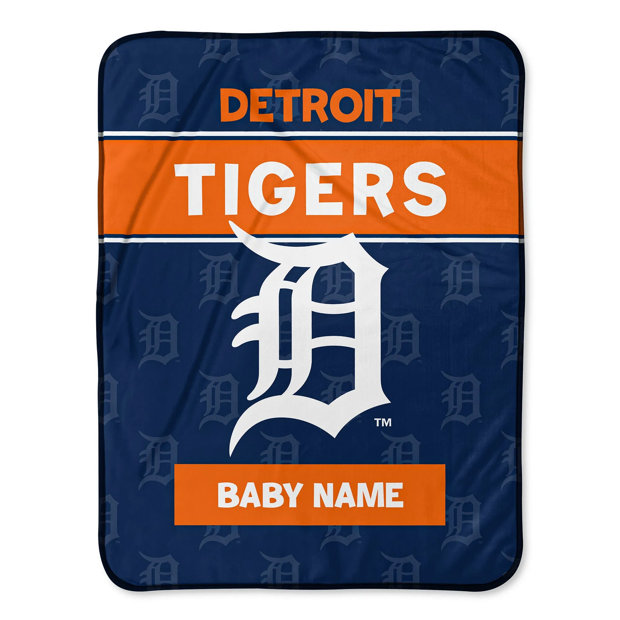 Personalized Detroit Tigers Emblem Baby Pixel Fleece Blanket