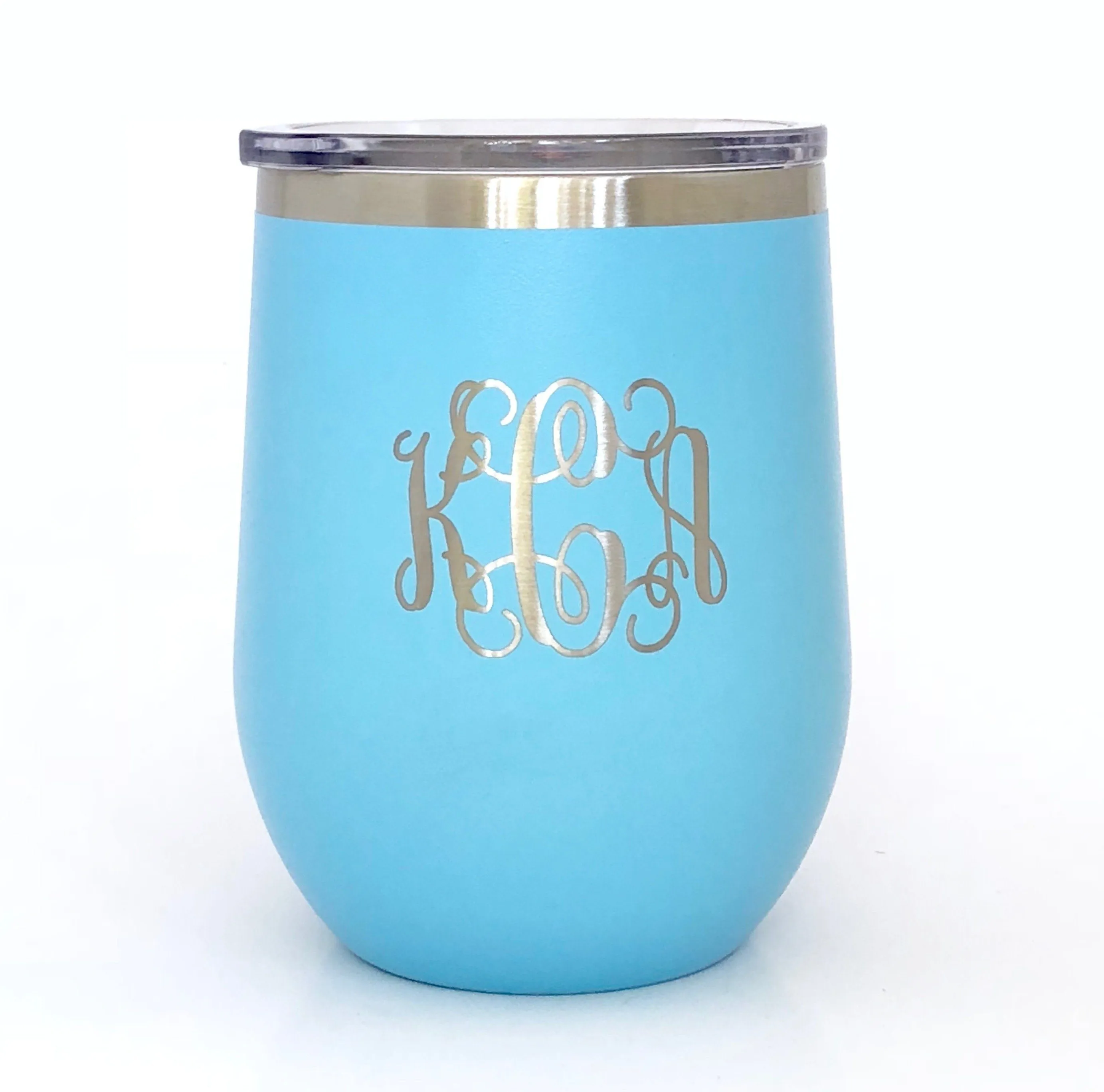 Personalized Powder Coated Wine Glass 12oz Engraved Double Wall Insulated Stainless Steel in 9 Colors