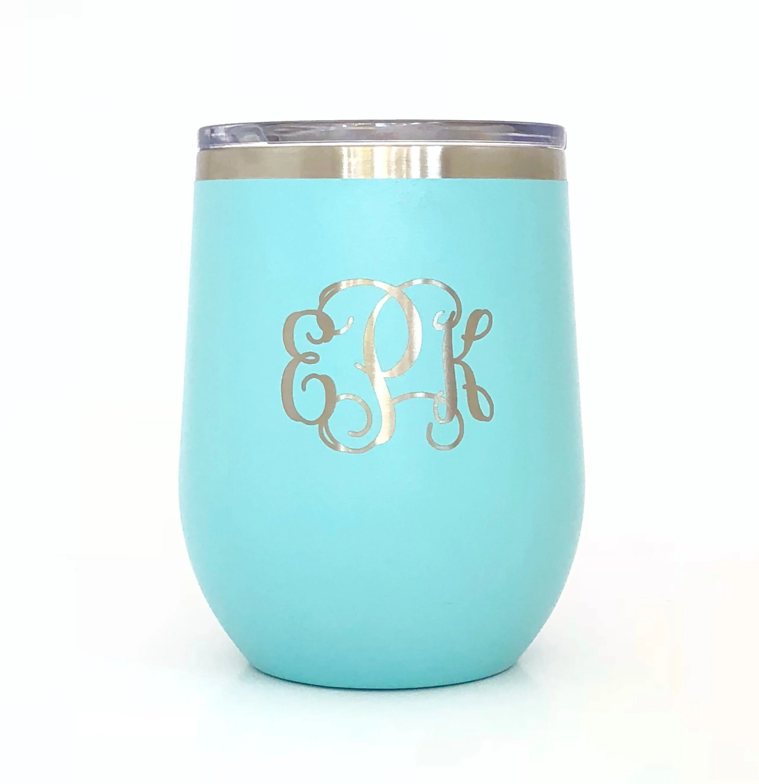 Personalized Powder Coated Wine Glass 12oz Engraved Double Wall Insulated Stainless Steel in 9 Colors