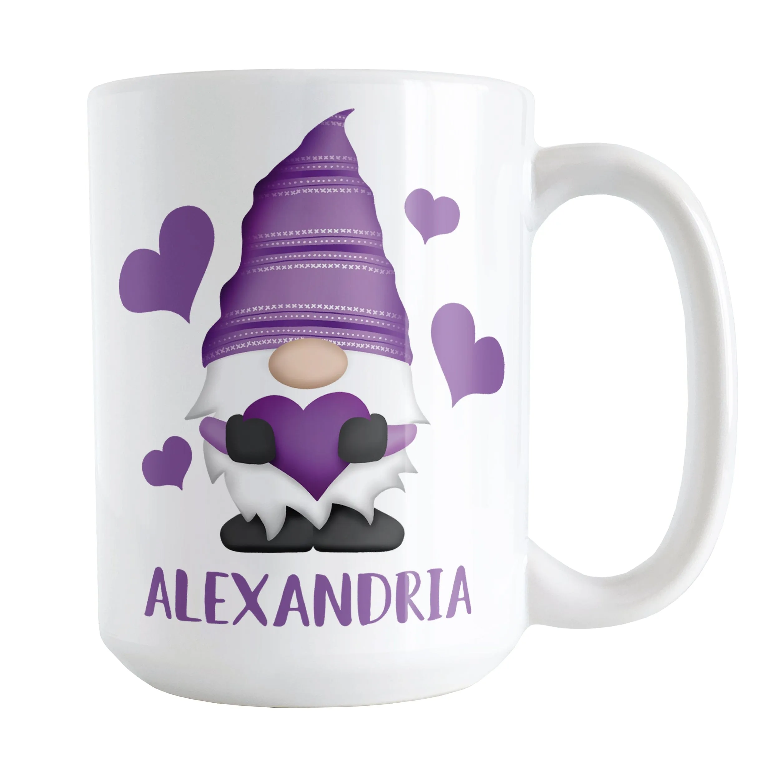 Personalized Purple Heart Gnome Mug