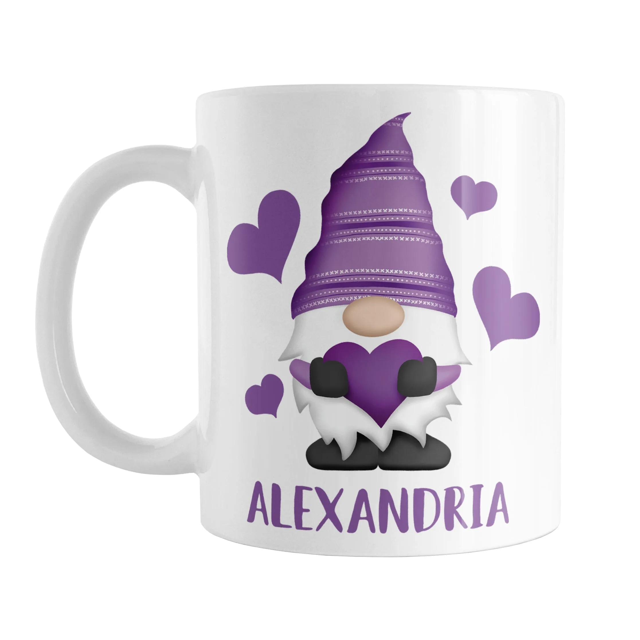 Personalized Purple Heart Gnome Mug