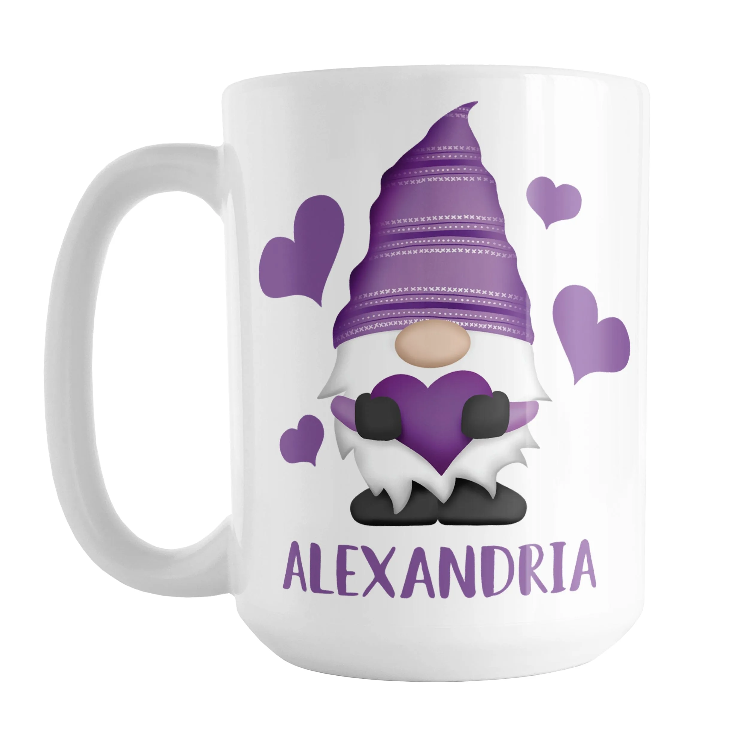 Personalized Purple Heart Gnome Mug