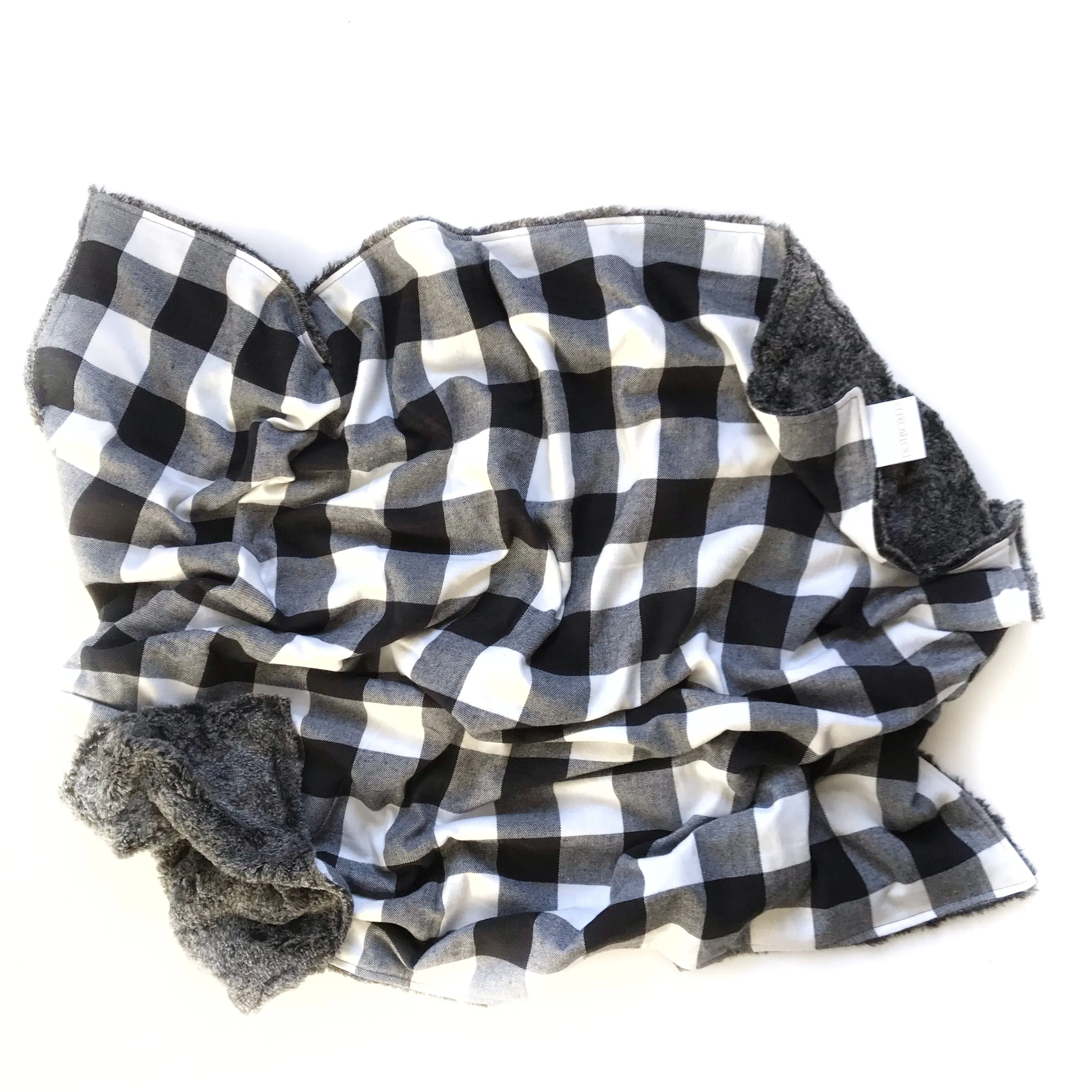 Plaid Blanket BLACK AND WHITE LARGE BUFFALO CHECK