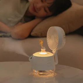 Portable Desktop Night Light Humidifier Fan