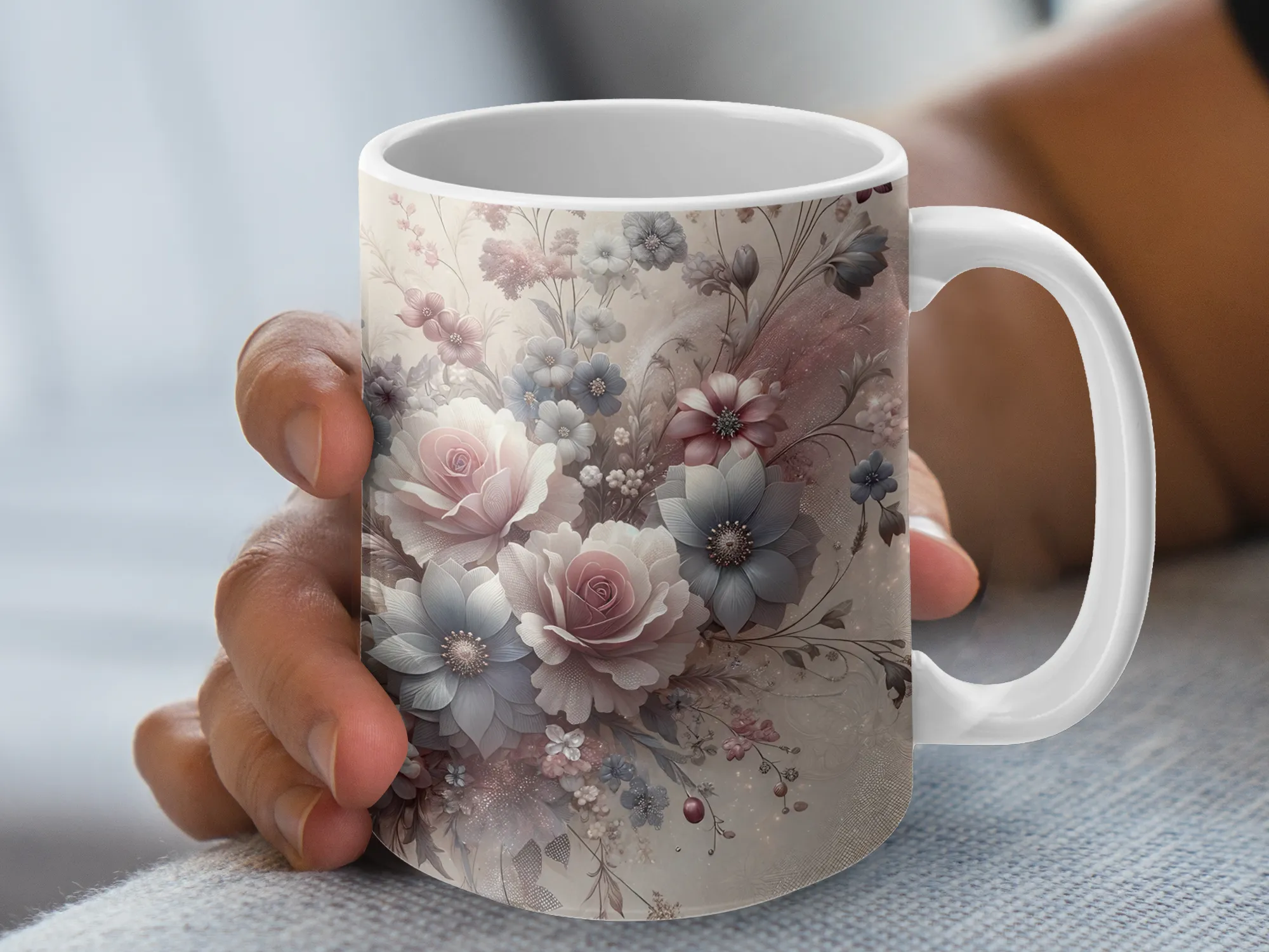 Pretty Purple Floral Design, Western Boho Flowers Coffee Mug, Western Mug, Cowgirl Coffee Mug, Cowgirl Gift, Pretty Purple Mug