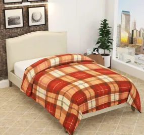 Primecraft Supersoft Single Bed Fleece Blanket for Multipurpose Use (Multicolored Check Printed Design) (Red)