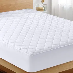 Quilted Fitted Mattress Pad - White