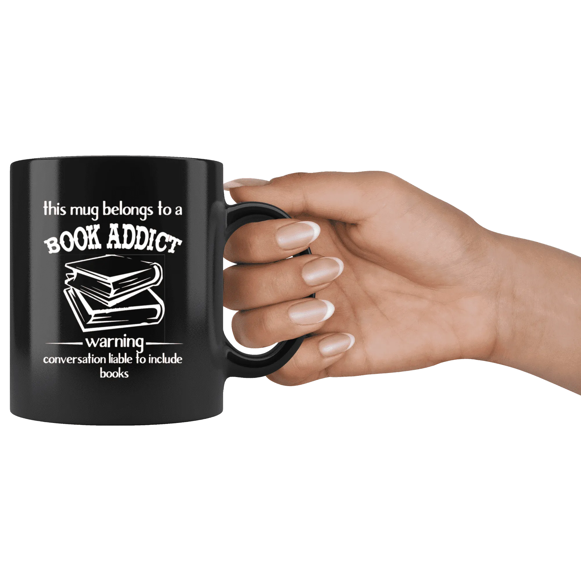 "Book addict"11oz black mug