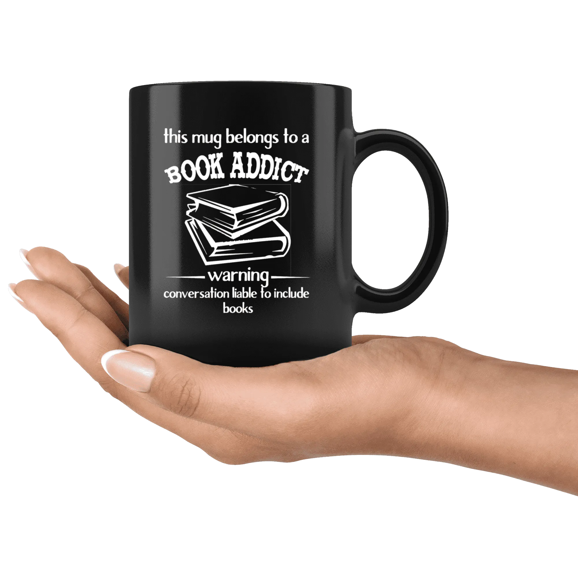 "Book addict"11oz black mug