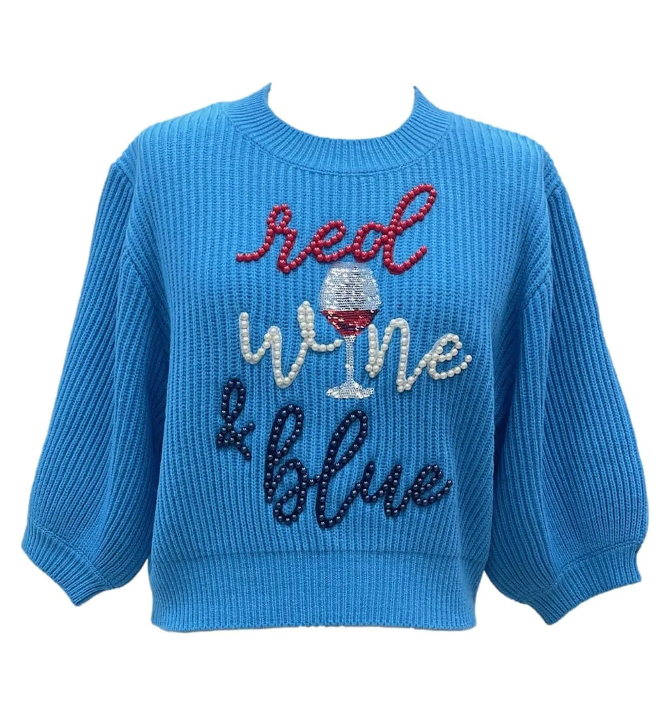 Red, Wine & Blue Pearl Sweater - Blue [Queen of Sparkles]