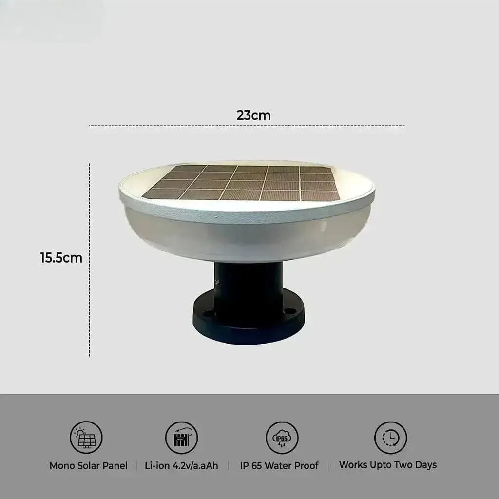 Refurbished Solar Round Main Gate Pillar Decoration Light Waterproof for Home,Garden (Pack of 2)