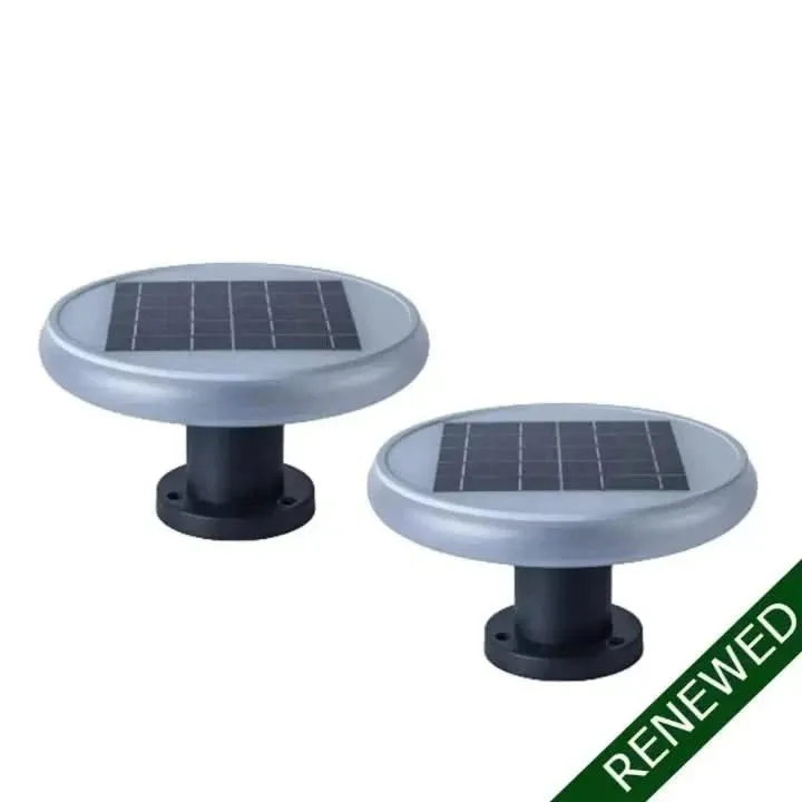 Refurbished Solar Round Main Gate Pillar Decoration Light Waterproof for Home,Garden (Pack of 2)