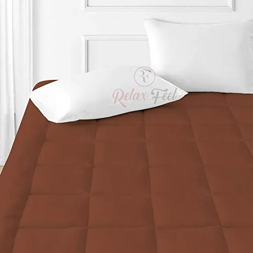 Relaxfeel Luxury 600 GSM Ultra - Soft Light Wight Hypoallergenic Cotten 3" Tick Mattress Padding / Topper. Comfortable for Better Sleep -Brown Colour of Queen Size 60x78 Inch