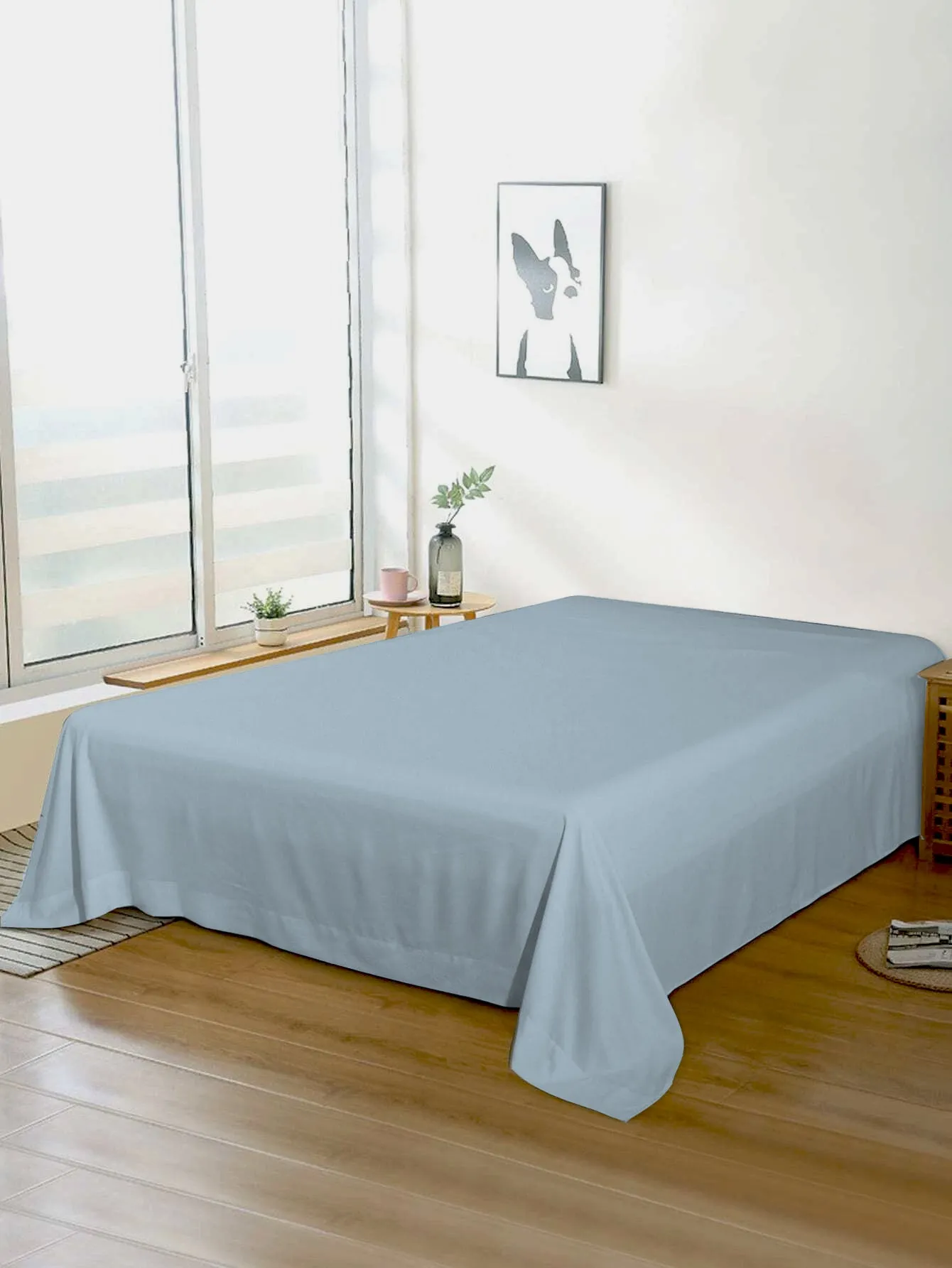 Rest Super Soft King Flat Sheet 220x240cm-Metalic Blue