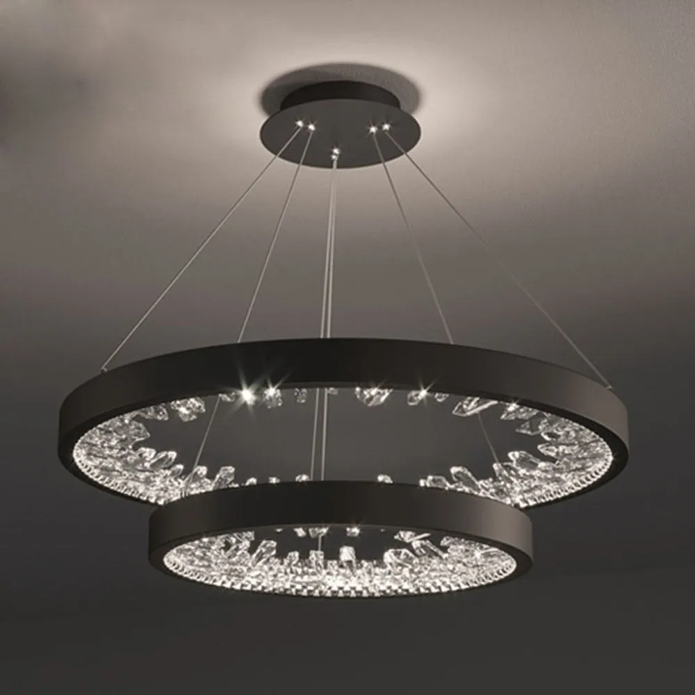 Ring Design Modern LED Chandelier Lamp Crystal Living Lighting Dimmable Hotel Lobby Decoration Salon