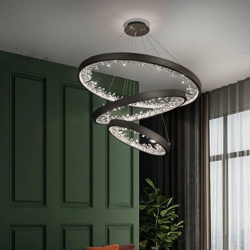 Ring Design Modern LED Chandelier Lamp Crystal Living Lighting Dimmable Hotel Lobby Decoration Salon