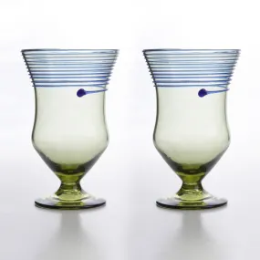 Roman Glass Goblet with Blue Stripes in Pair