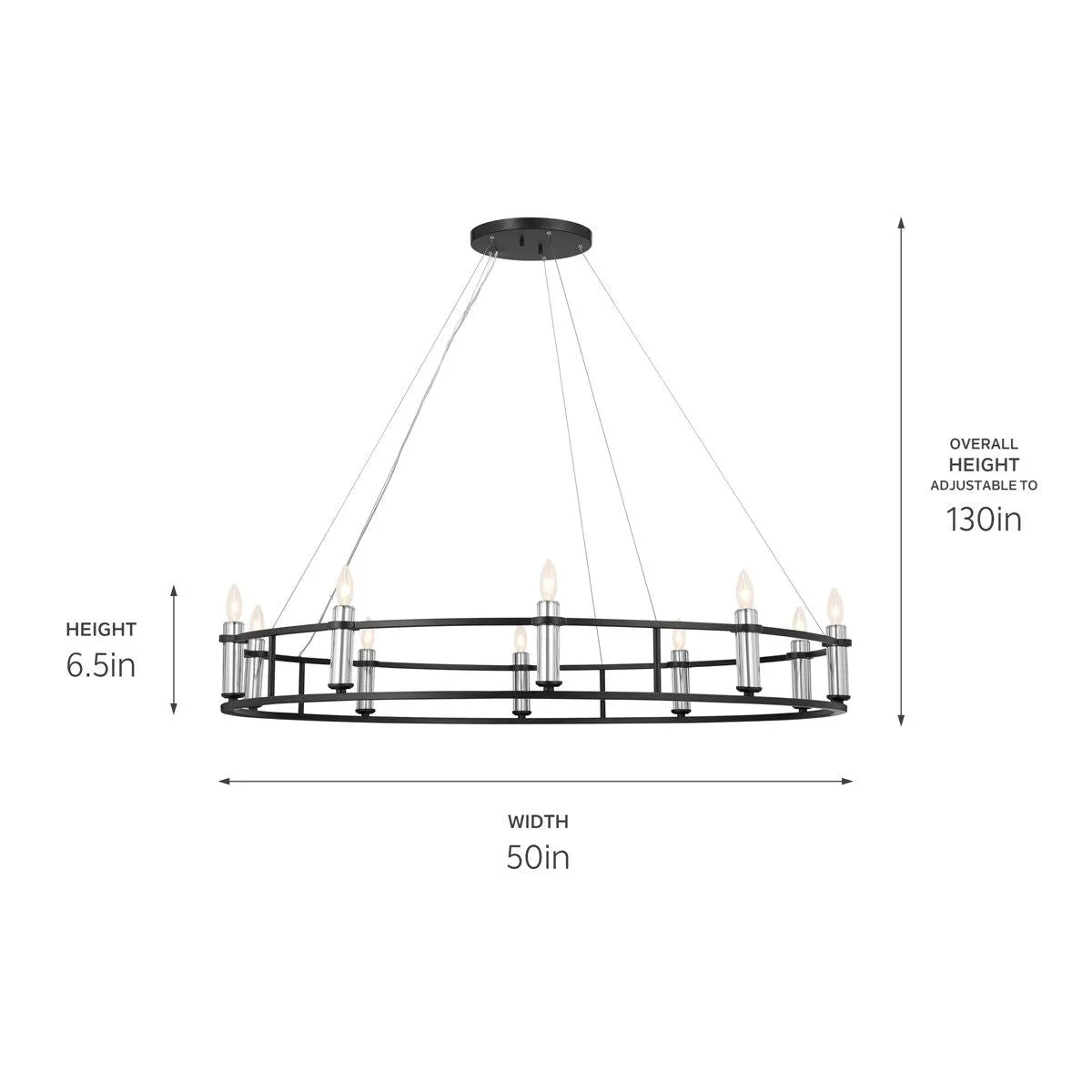 Rosalind 50 in. 10 Lights Chandelier Black finish