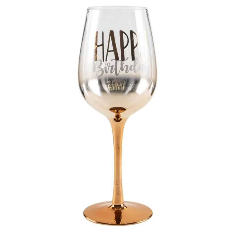 Rose Gold Ombre Happy Birthday Wine Glass - 430ml