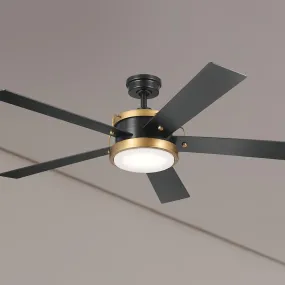 Salvo 56 Inch Black LED Ceiling Fan with Wall Control