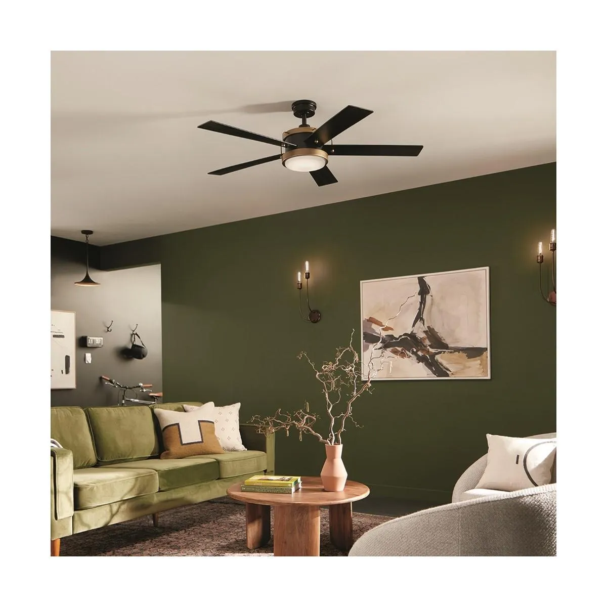 Salvo 56 Inch Black LED Ceiling Fan with Wall Control