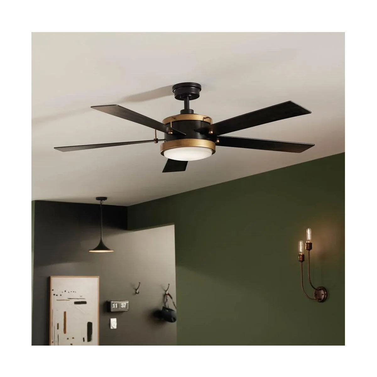 Salvo 56 Inch Black LED Ceiling Fan with Wall Control