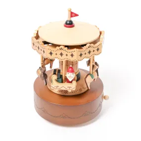 Santa & Reindeer Carousel Wooden Music Box