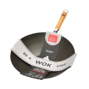 School of Wok Pre-Seasoned Wok 12 inch Flat Base