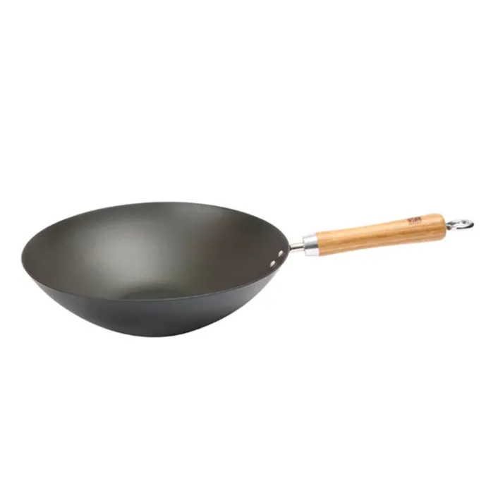 School of Wok Pre-Seasoned Wok 12 inch Flat Base